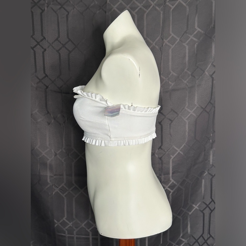 Forever 21 White Ribbed Strapless Bandeau/bathing suit top - Picture 4 of 5